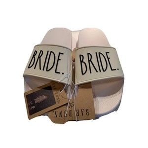 Rae Dunn Women’s Size 8 Bride White Slide Sandals Bridesmaid Wedding
